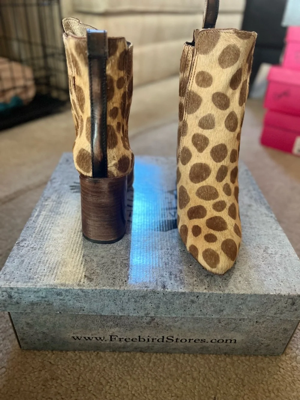 Freebird by Steven Janelle Giraffe-Spot Ankle Boots - Brown/Tan - Picture 2 of 6